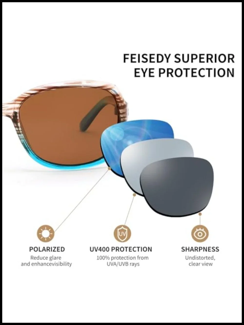 Vintage Square Wraparound Polarized Sunglasses UV400 Protection